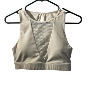 Fit Couture Collection White Mesh Front Sports Bra Medium Workout Yoga Stretchy